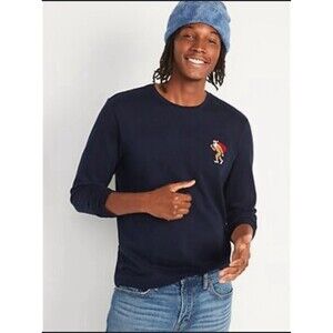 Old Navy Soft Washed Shirt Mens L Tall Blue Embroidered Big Foot Santa Hat